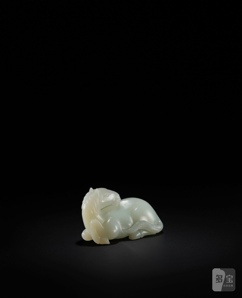 清十八/十九世紀　白玉馬 | A WHITE JADE CARVING OF A HORSE - 图1
